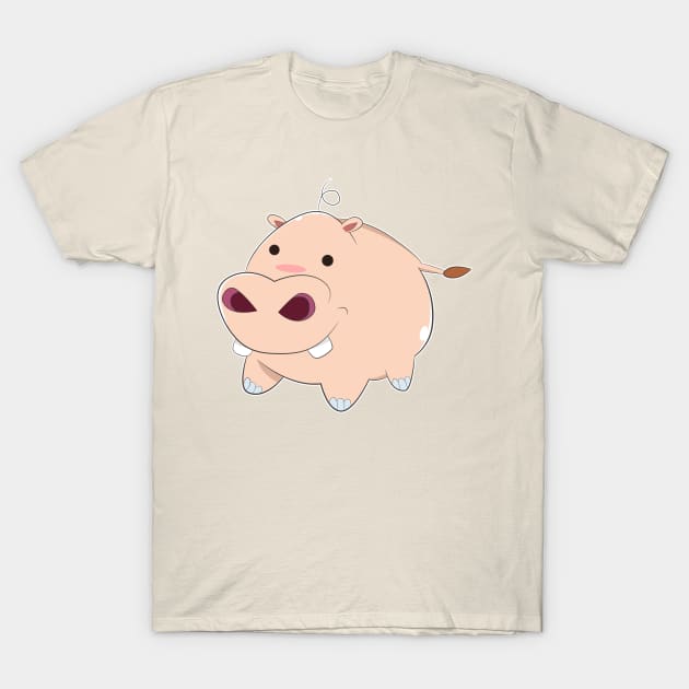 Happy Cartoon Baby Hippo T-Shirt by Catifornia